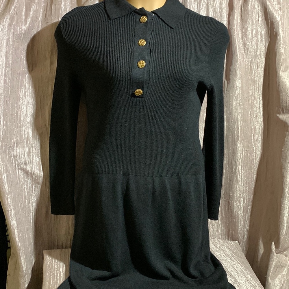 Castleberry Sweater Dress 10P Black Stretchy Long Sleeve